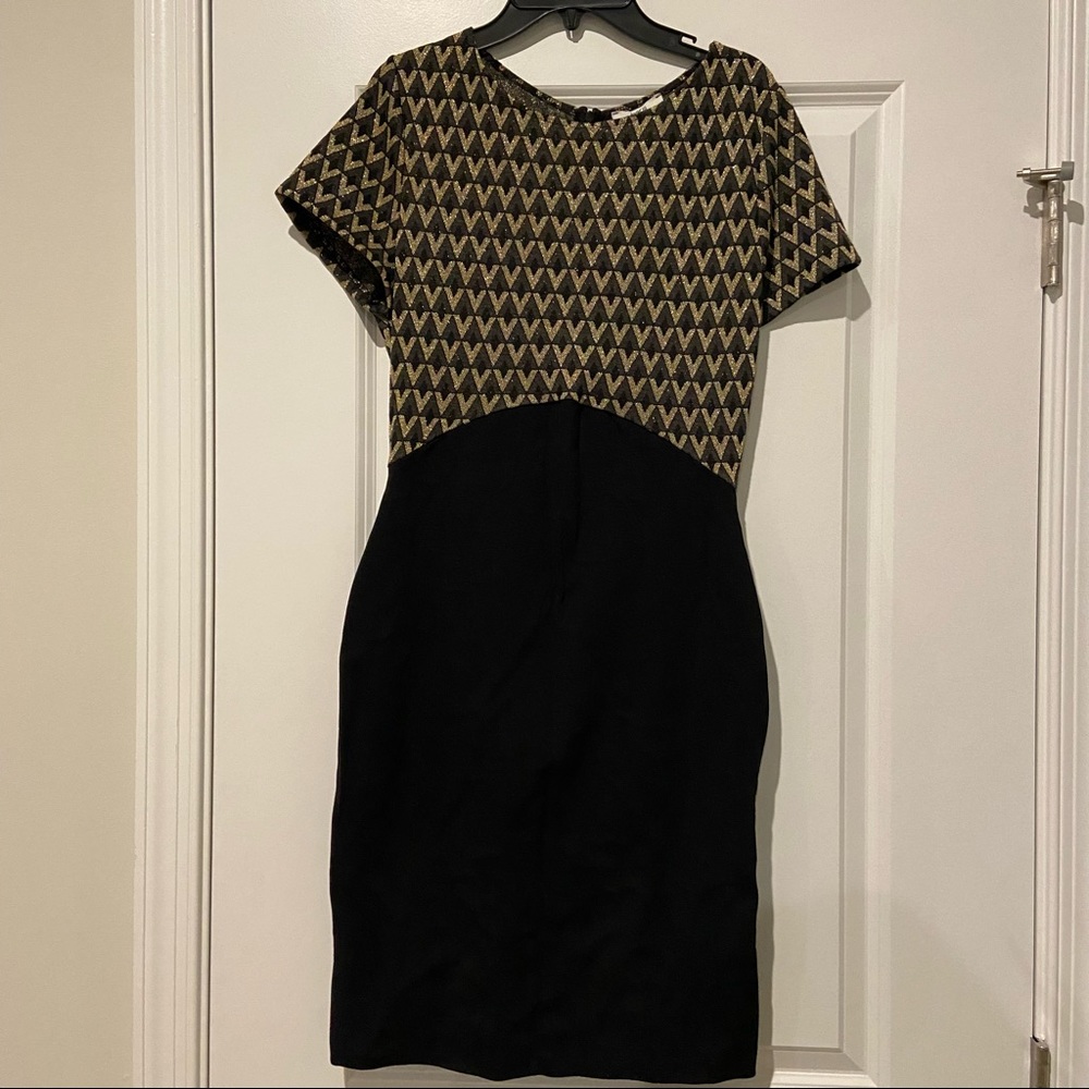 Bar III dress in medium black and gold.